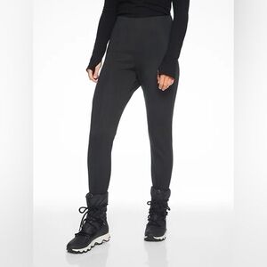Athleta • Butte Peak Snow Black Pant Stirrup Leggings Fleece Lined Warm in Black